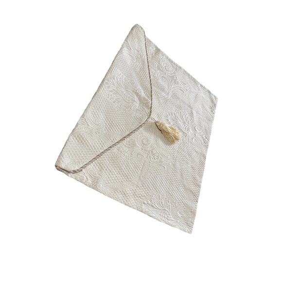 Vintage Ivory Envelope Pillow Sham Cover Throw Accent Pillowcase Matelassé - Picture 1 of 7